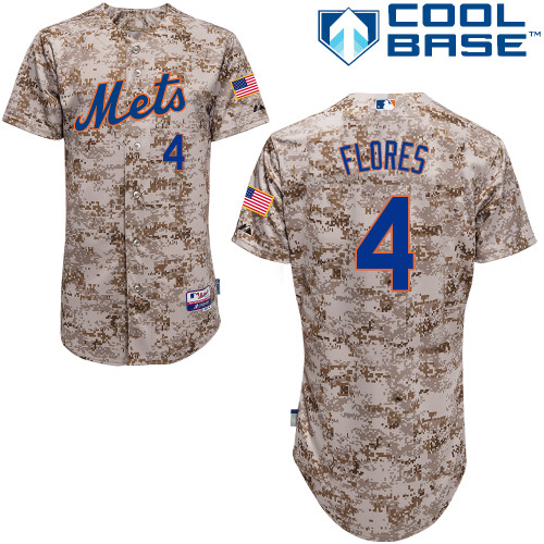 Wilmer Flores #4 MLB Jersey-New York Mets Men's Authentic Alternate Camo Cool Base Baseball Jersey